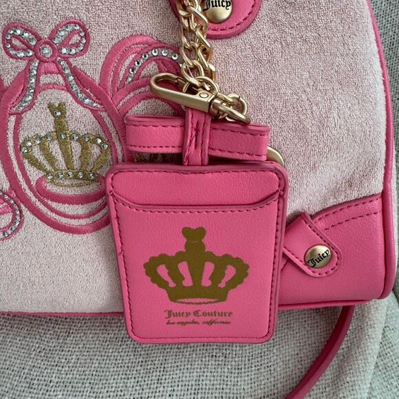 Juicy Couture Lovers Club Y2K Bowling Bag Pink Terry Cloth - Picture 2 of 5